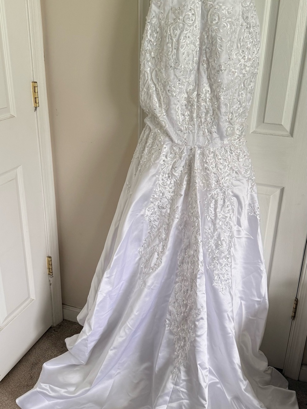 White Beaded Lace A-Line Women’s Dress